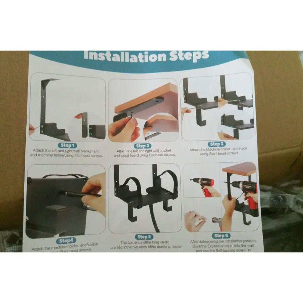2-Tier Wall Mount Bedside Organizer w/ Rotating Hose Arm & Hooks